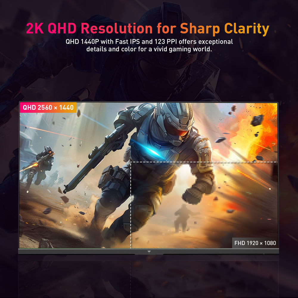 KTC Q24T09 Gaming Monitor, 24-inch 2560*1440 16:9 Fast IPS Screen, 180Hz Refresh Rate, FreeSync & G-Sync, 126% sRGB, HDR Support, Low Blue Light, Wall Mount Support &Tilt Adjustment, 2 x HDMI2.0, 2 x DP1.4, 1 x Earphone Jack