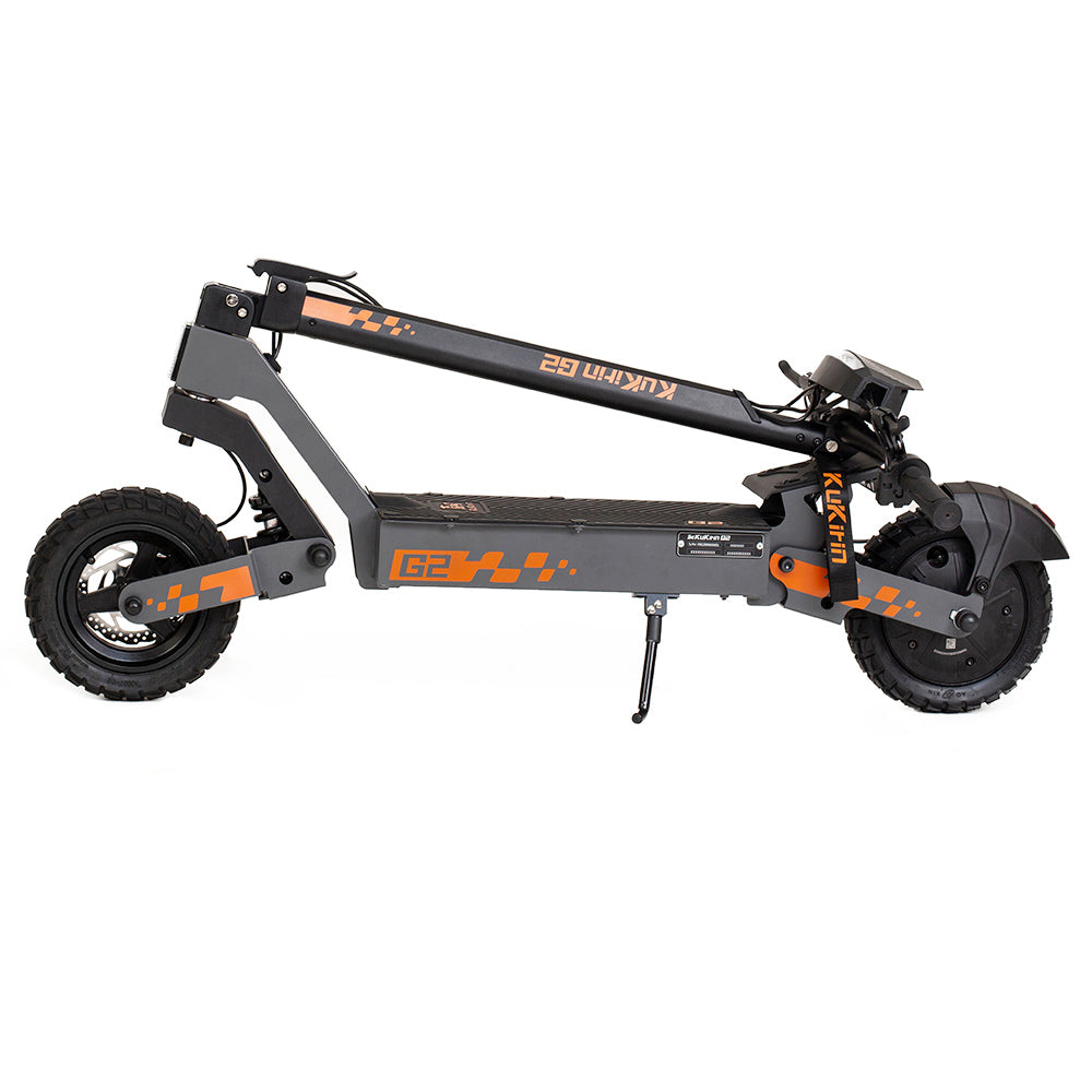 Kukirin G2 Foldable Electric Scooter 2025 Upgrade 800W Motor 48V 15Ah Battery 10-inch Tire 45km/h Max Speed 55km Range Touchscreen Display Disc Brake 7 Light System - Black
