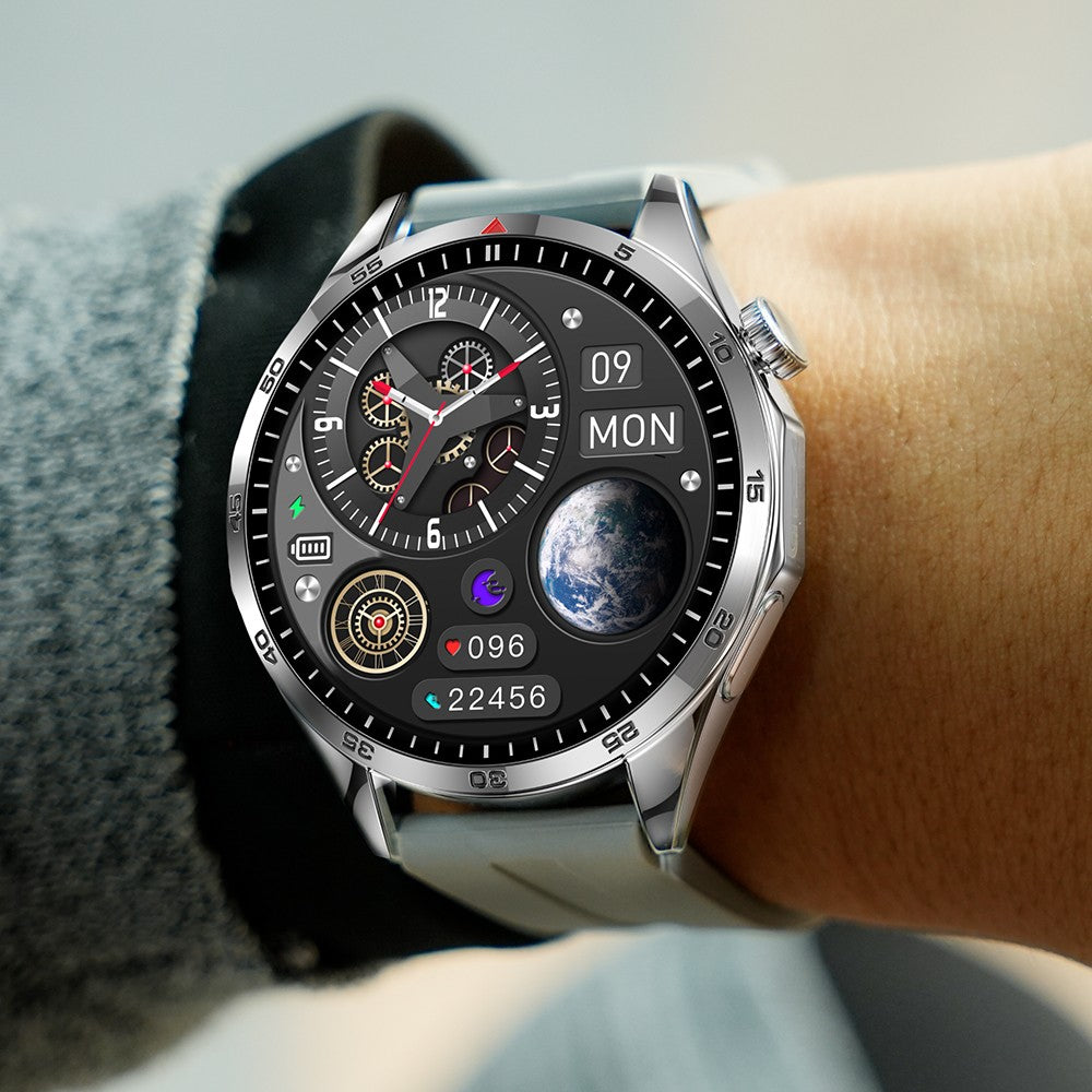 LEMFO GTS4 Smartwatch, 1.5-inch Screen, Bluetooth Calling, Message Reminder, Health Monitoring, IP67 Waterproof - Black, Silicone Watchband