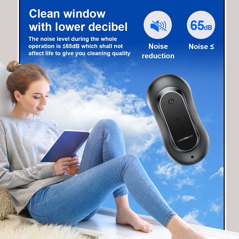 LIECTROUX YW810 Robot Window Cleaner, 2-Way Water Spray, Dry & Wet Mopping, AI Route, Brushless Motor & Fan, APP & Remote Control, Multiple Security Protection Ways, Black