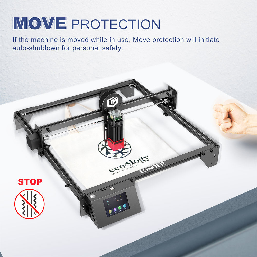 LONGER RAY5 5W Laser Engraver, 32-Bit Chipset, WIFI Connection, 3.5" Touch Screen & Offline Carving, 0.08x0.08mm Spot, 10000mm/min Max Speed, 400mmx400mm