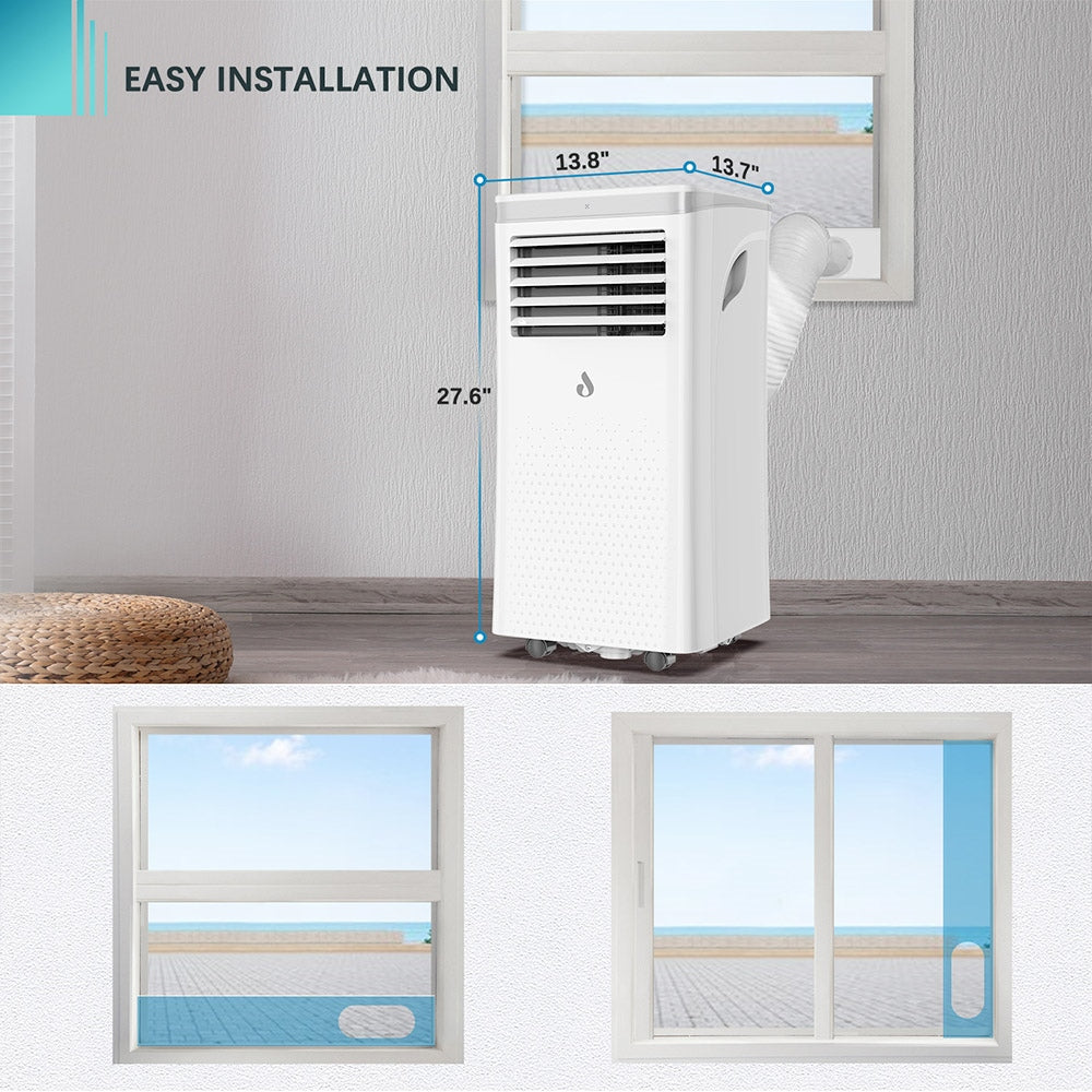 LUKO A011D1-7K 3 in 1 Portable Air Conditioner Dehumidifier, 7000BTU Cooling Capacity, 2 Wind Speeds, 24-Hour Timer, Low Noise, Remote Control