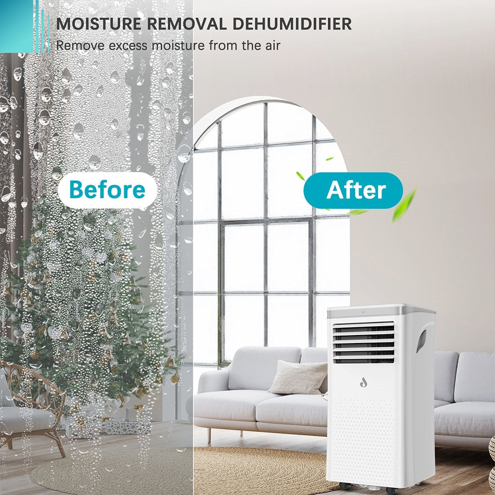 LUKO A011D1-7K 3 in 1 Portable Air Conditioner Dehumidifier, 7000BTU Cooling Capacity, 2 Wind Speeds, 24-Hour Timer, Low Noise, Remote Control