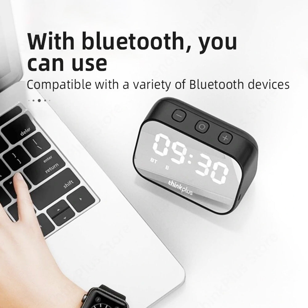 Lenovo TS13 Desktop Speaker Alarm Clock Wireless Bluetooth Stereo Speaker 1500mAh Battery Mirror Digital Display - White