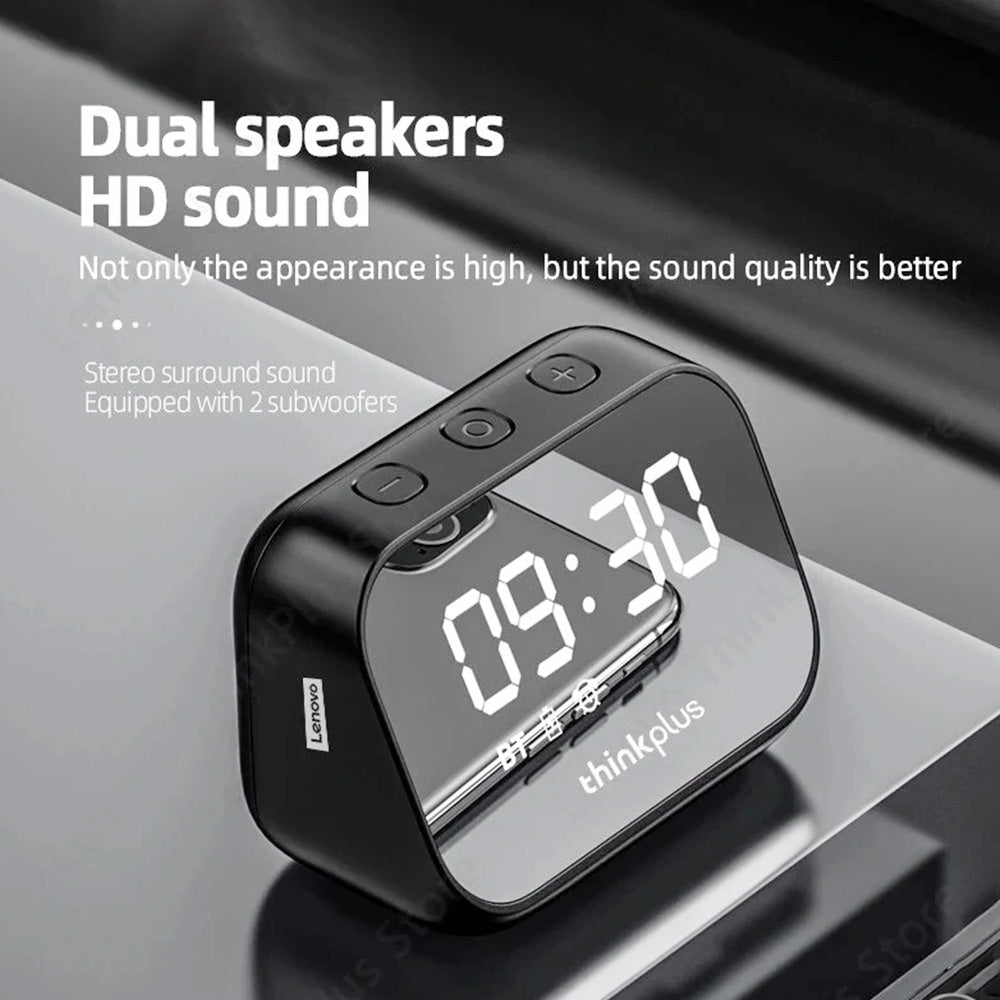 Lenovo TS13 Desktop Speaker Alarm Clock Wireless Bluetooth Stereo Speaker 1500mAh Battery Mirror Digital Display - White