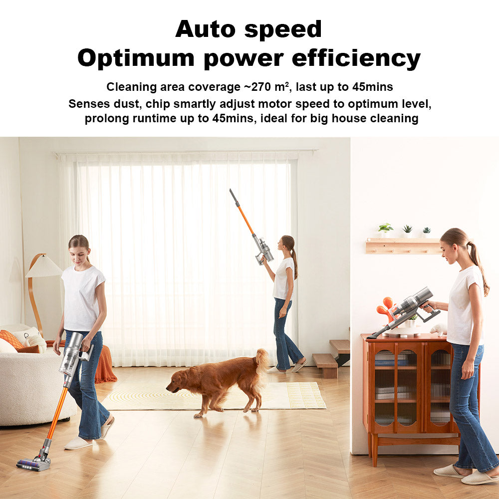 Liectroux i10 Cordless Stick Vacuum Cleaner, Smart Dust Sensing, 250W BLDC, 27kPa Suction, Colorful Touch Screen, LED Front Light, 45mins Runtime, for Carpet, Floor, Car & Pet Hair
