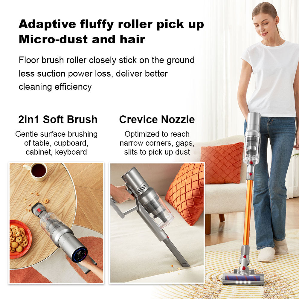 Liectroux i10 Cordless Stick Vacuum Cleaner, Smart Dust Sensing, 250W BLDC, 27kPa Suction, Colorful Touch Screen, LED Front Light, 45mins Runtime, for Carpet, Floor, Car & Pet Hair