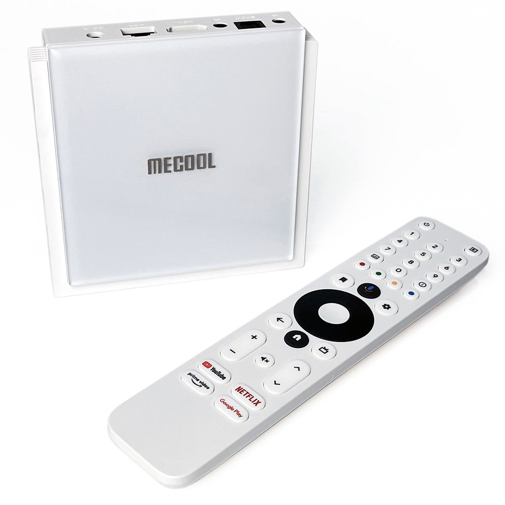 MECOOL KM2 PLUS Deluxe TV Box, Android 11, 4K HDR Output, Amlogic S905X4-J Quad Core, 4GB RAM 32GB ROM, WiFi 6 Bluetooth 5.0, Dolby Vision & Dolby Atmos, 2*USB 2.0 1*HDMI 1*AV 1*LAN 1*TF Card Slot 1*SPDIF Optical 1*Earphone Port - EU Plug
