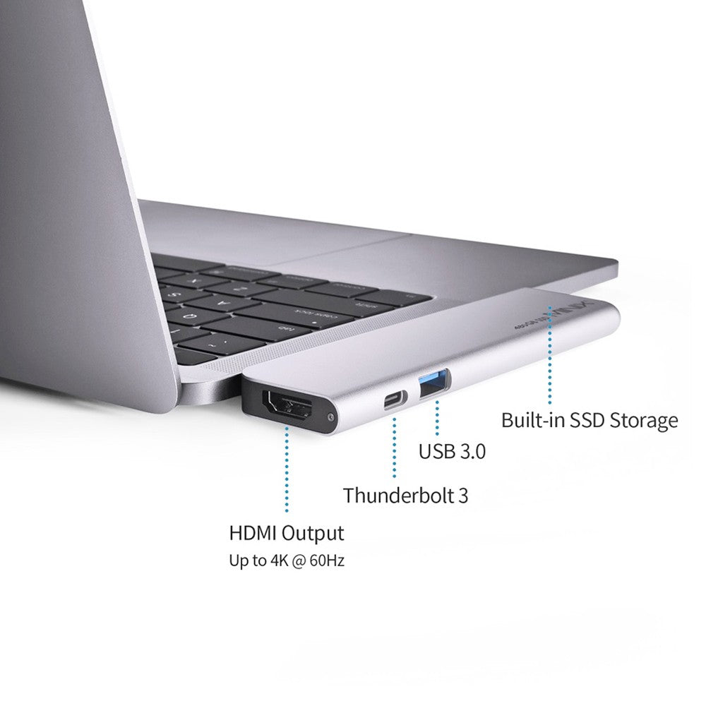 MINIX SD4 GR USB-C 480GB SSD for Apple MacBook Air/Pro, 400MB/s Read & 415MB/s Write Speed, 1*4K@60HZ HDMI, 1* 5K@60Hz Thunderbolt 3, 1*USB 3.0 Data Transfer Up to 5Gbps - Grey