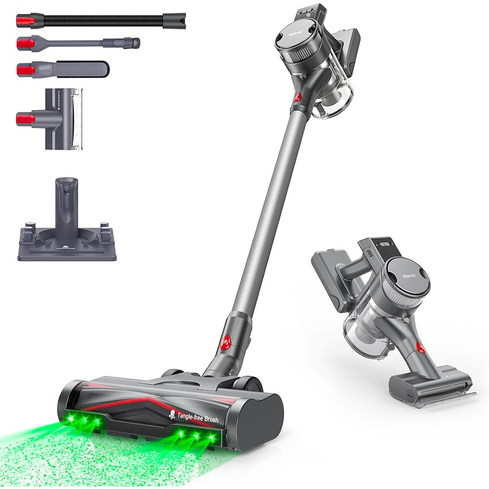 Maircle S3 Pro Cordless Vacuum Cleaner, with Store and Charge 2-in-1 Dock, 70min Runtime, 35kPa Power Suction, Green LED Headlight, for Hard Floors, Carpet and Pet Hair