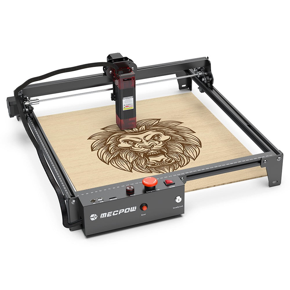 Mecpow X3 Laser Engraver, 5W Laser Power, Fixed-Focus, 0.01mm Accuracy, 10000 mm/min Engraving Speed, Safety Lock, Emergency Stop, Flame Detection, Gyroscope Sensor, 410x400mm