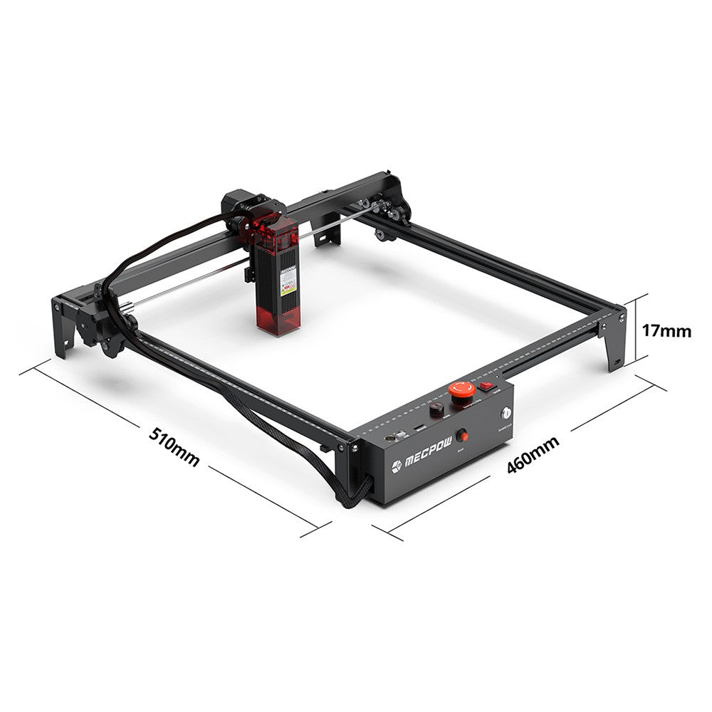 Mecpow X3 Laser Engraver, 5W Laser Power, Fixed-Focus, 0.01mm Accuracy, 10000 mm/min Engraving Speed, Safety Lock, Emergency Stop, Flame Detection, Gyroscope Sensor, 410x400mm