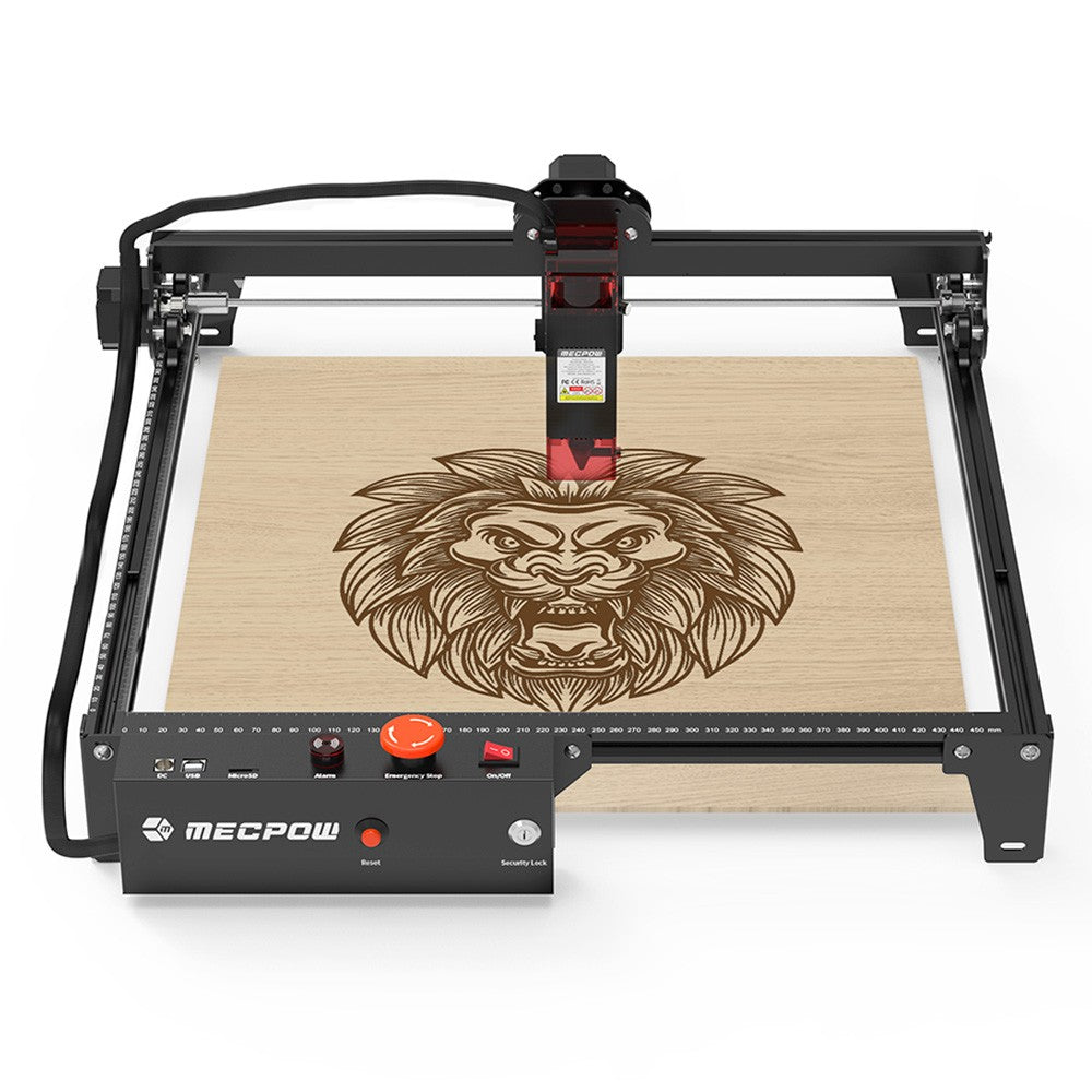 Mecpow X3 Laser Engraver, 5W Laser Power, Fixed-Focus, 0.01mm Accuracy, 10000 mm/min Engraving Speed, Safety Lock, Emergency Stop, Flame Detection, Gyroscope Sensor, 410x400mm