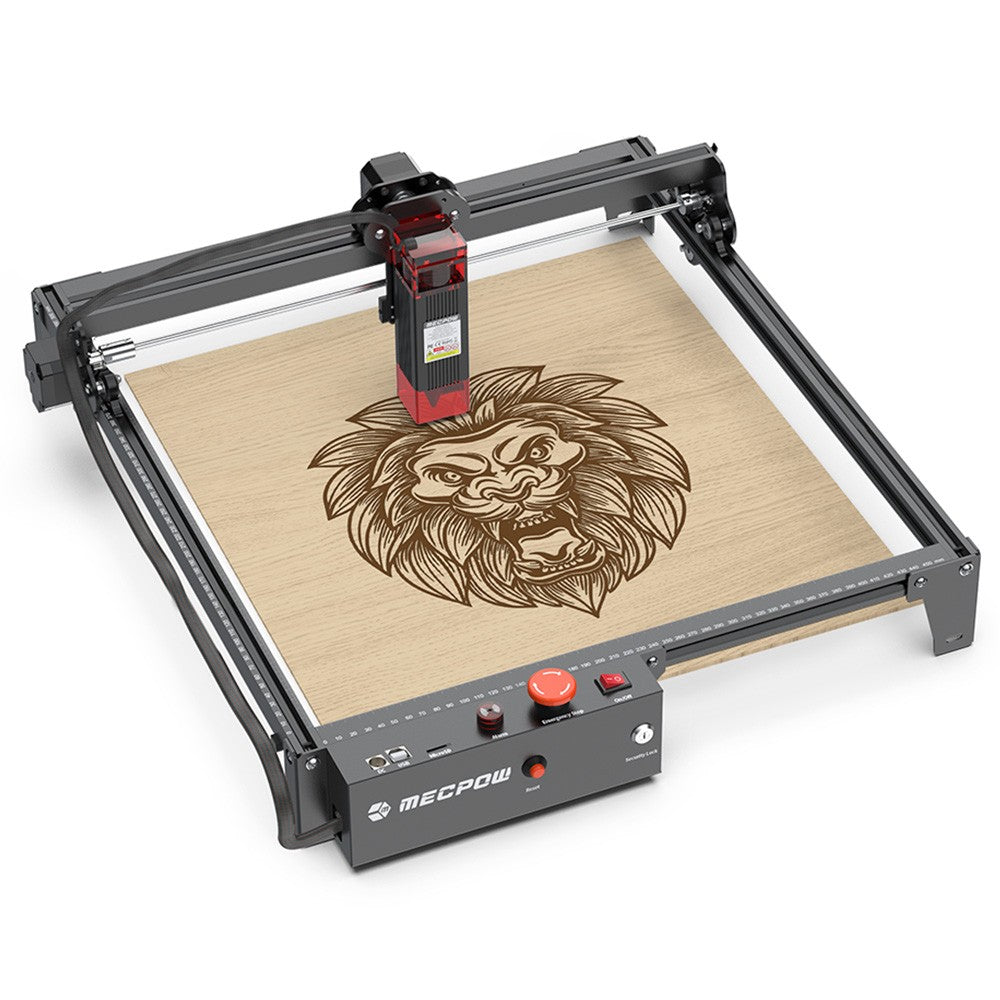 Mecpow X3 Laser Engraver, 5W Laser Power, Fixed-Focus, 0.01mm Accuracy, 10000 mm/min Engraving Speed, Safety Lock, Emergency Stop, Flame Detection, Gyroscope Sensor, 410x400mm