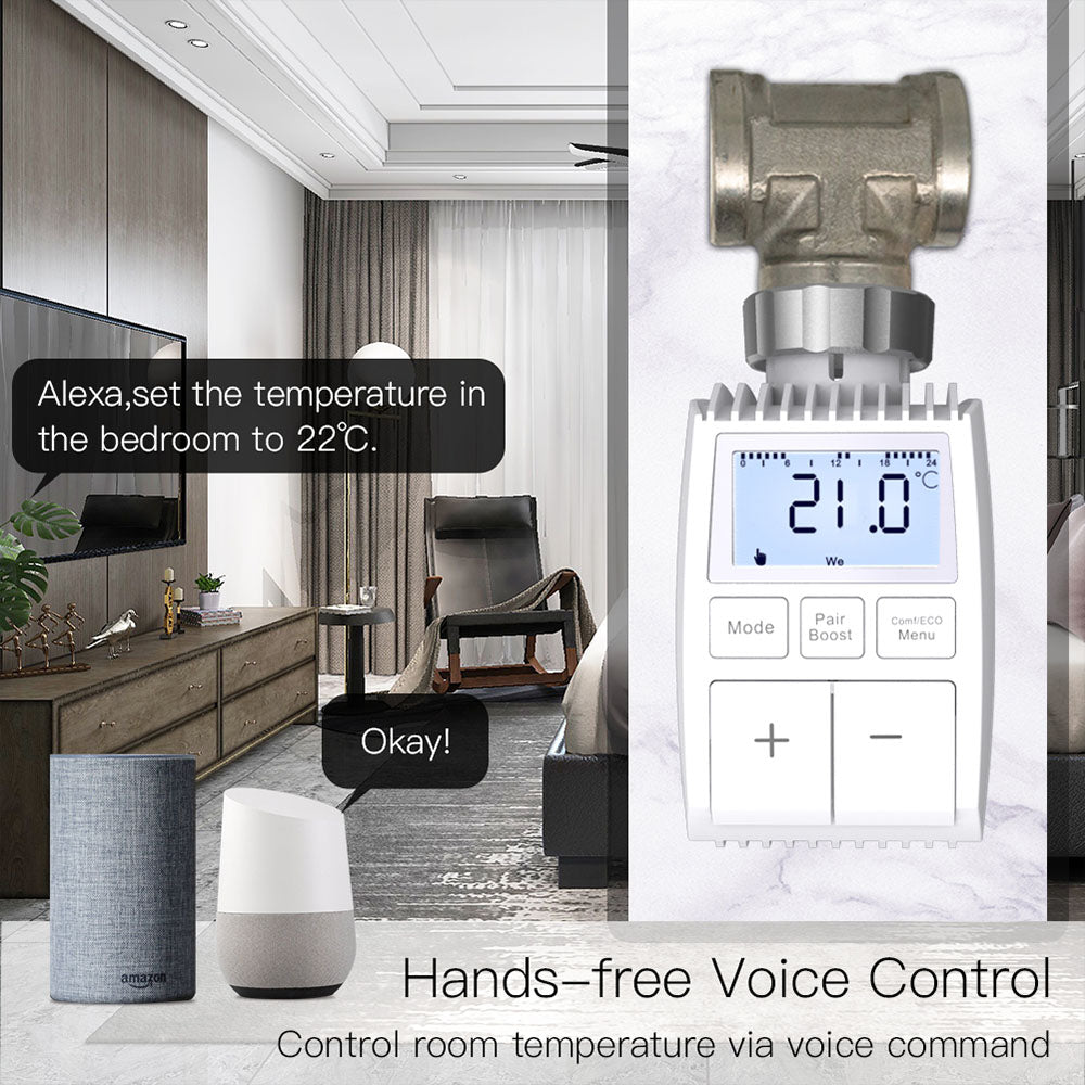 MoesHouse TV01 Tuya ZigBee3.0 Radiator Actuator Valve, Smart Thermostat Temperature Controller, TRV External Sensor