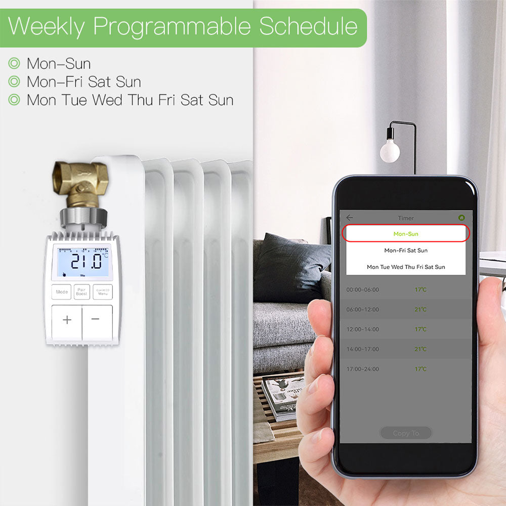 MoesHouse TV01 Tuya ZigBee3.0 Radiator Actuator Valve, Smart Thermostat Temperature Controller, TRV External Sensor