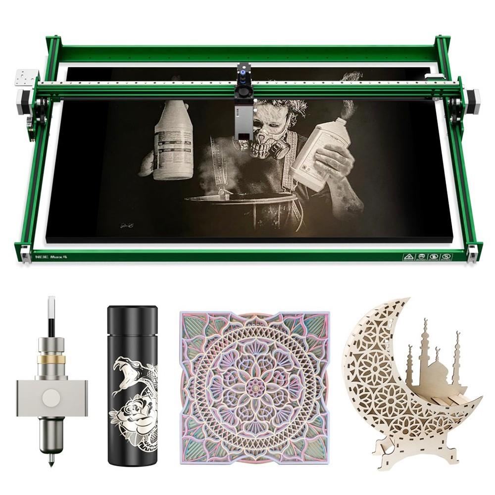 NEJE Max 4 Laser Engraver Cutter, 11W Laser Power, E40 Laser Module, Auto Air-Assist, 0.06*0.06mm Focus, 4-Axis Control, GRBL Wireless Control, Motor Driver Z Axis, Works Vertically, 750*460mm