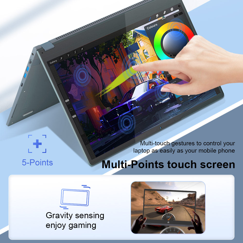 Ninkear YBOOK15 2-in-1 Laptop, 360° Flip 15.6-inch 1920*1080 Touchscreen, AMD Ryzen 3 3200U 2 Cores Max 3.5GHz, 16GB RAM 512GB SSD, 2.4/5GHz WiFi Bluetooth 4.2 , 1*USB3.0, 2*USB2.0, 1*Type-C (Data Only), 1*HDMI, 1*RJ45, 1*Headphone Jack, 38Wh Battery