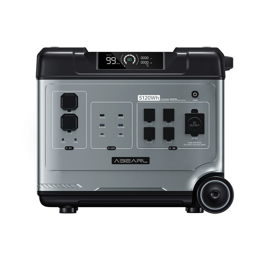 OUKITEL Abearl P5000 Portable Power Station, 5120Wh LiFePO4 Battery, 5x2200W AC Outlets (4000W Surge), Seamless UPS Battery Backup, 92% Inverter, 1800W Fast AC Charging, Dual 100W USB-C, 15 Outputs, MPPT Solar Generator for Outdoors Home, with Wheels