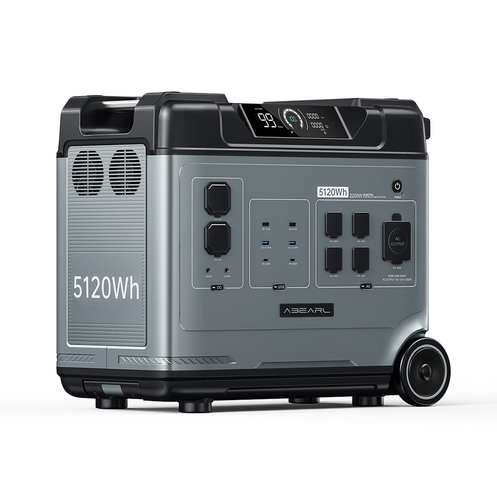 OUKITEL Abearl P5000 Portable Power Station, 5120Wh LiFePO4 Battery, 5x2200W AC Outlets (4000W Surge), Seamless UPS Battery Backup, 92% Inverter, 1800W Fast AC Charging, Dual 100W USB-C, 15 Outputs, MPPT Solar Generator for Outdoors Home, with Wheels