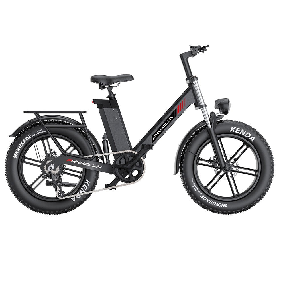 PHNHOLUN C6 Pro Electric Bike 20*4.0 inch All-terrain Fat Tire 1000W Motor 60km/h Max Speed 48V 17Ah Detachable Battery 80km Range Fully suspension Shimano 7-speeds Integrated LCD screen support APP