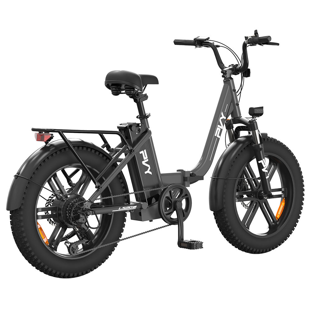 PVY LS20 Electric Bike, 250W Motor, 48V 16.5Ah Battery, 20*4.0 inch Fat Tires, 25km/h Max Speed, 100km Range, Hydraulic Brake, Lockable Shock Absorbing Fork, Shimano 7-speed, LCD Display - Grey