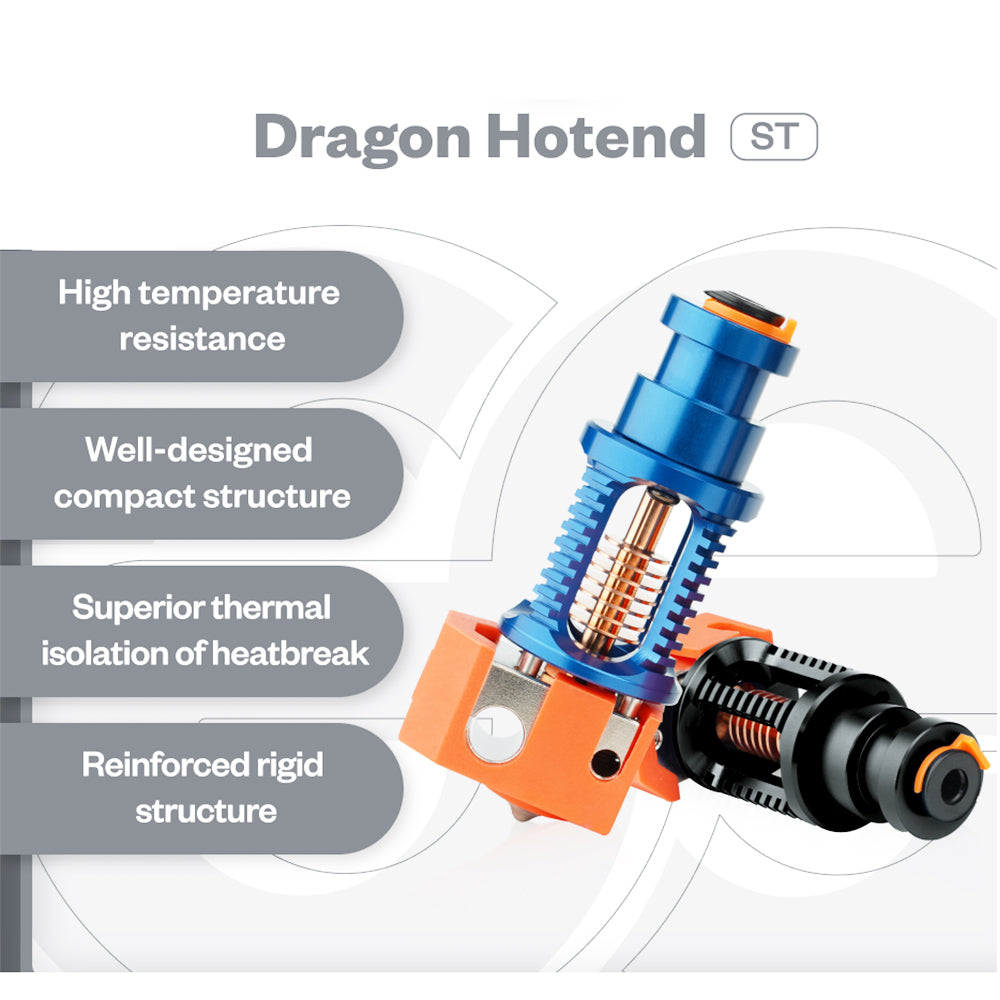 Phaetus Dragon Hotend Standard Flow Edition, 500 Celsius Degrees Temperature Resistance, for Prusa/Creality CR-10/Ender 3, Compatible with All Filaments, PLA, ABS, PETG, TPU, PP, PC, Nylon, PEEK, PEI and Composite Materials, Black