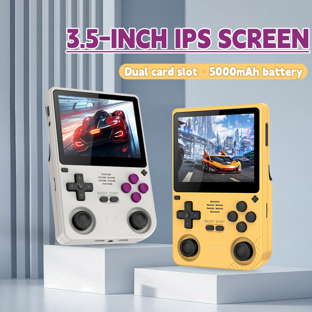 Powkiddy V20 Handheld Game Console, 64GB TF Card, 3.5 inch IPS Screen, Open Source Linux System, 64-bit 3D Simulators, 10 Hours Playtime - Grey