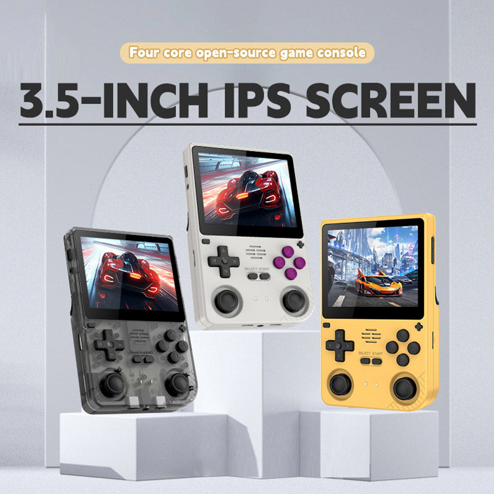 Powkiddy V20 Handheld Game Console, 64GB TF Card, 3.5 inch IPS Screen, Open Source Linux System, 64-bit 3D Simulators, 10 Hours Playtime - Grey