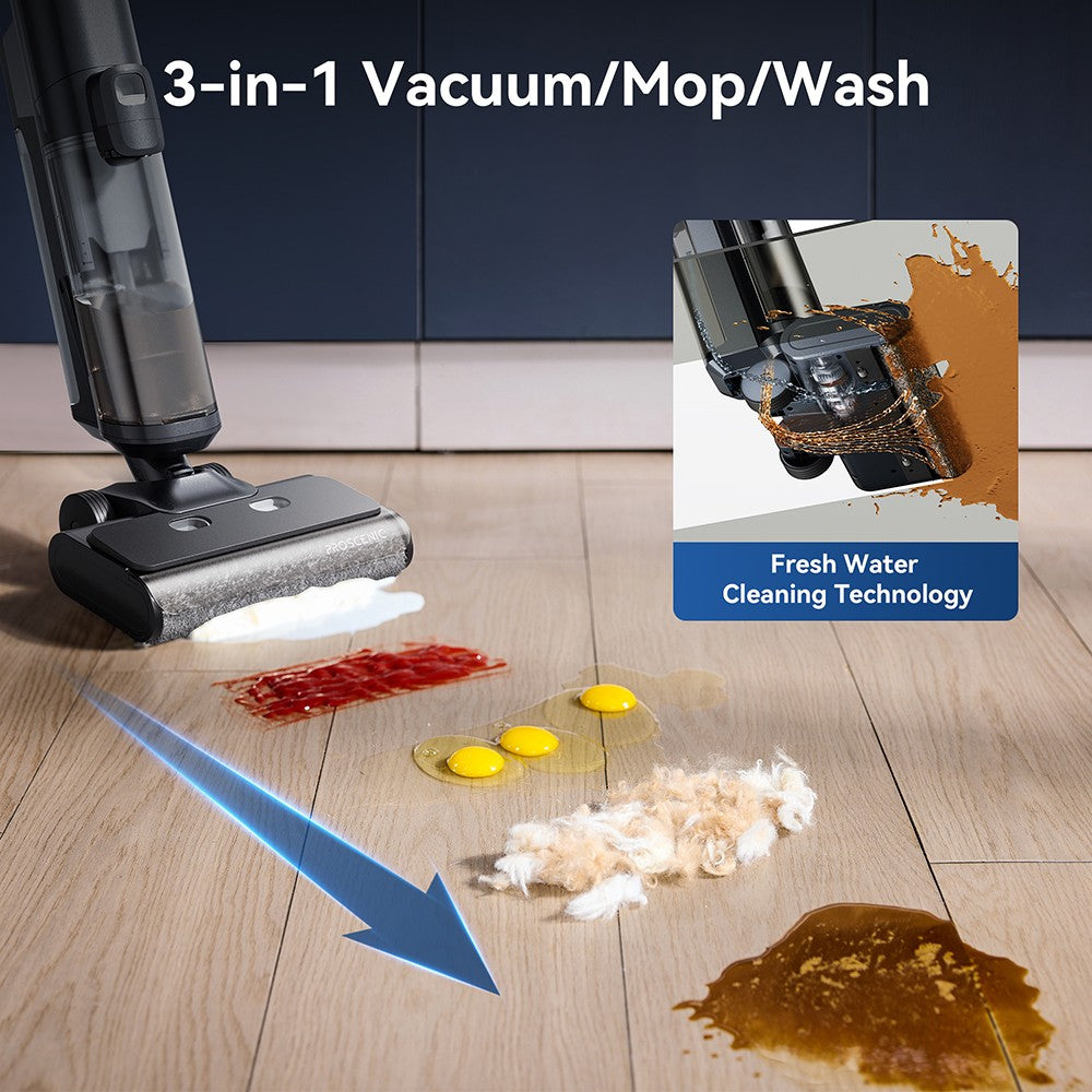 Proscenic F20A Cordless Vacuum and Mop, 35min Runtime, LED Screen, Self-Cleaning & Air Drying, All-Around Edge Cleaning, App Control, Solid-Liquid Separation