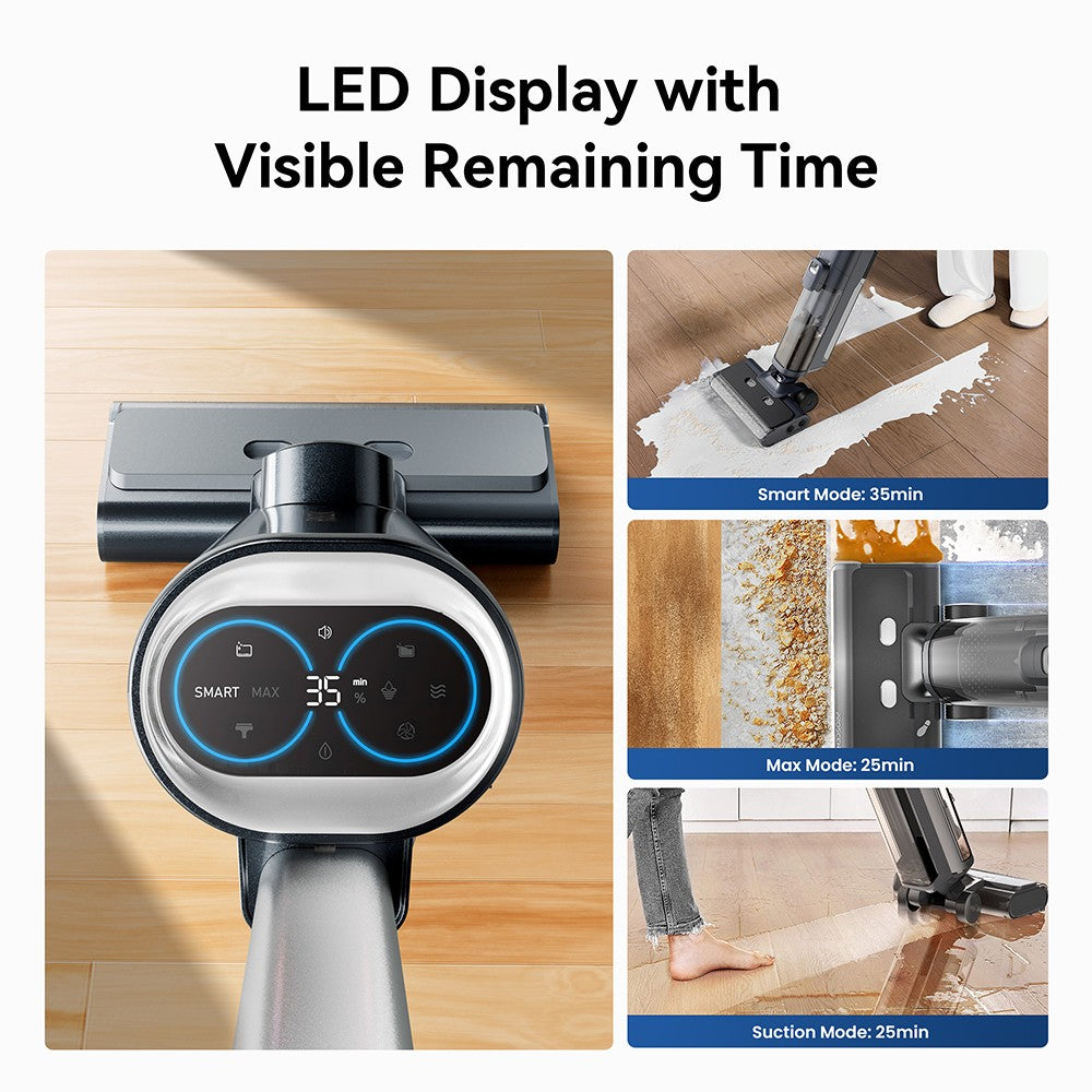 Proscenic F20A Cordless Vacuum and Mop, 35min Runtime, LED Screen, Self-Cleaning & Air Drying, All-Around Edge Cleaning, App Control, Solid-Liquid Separation