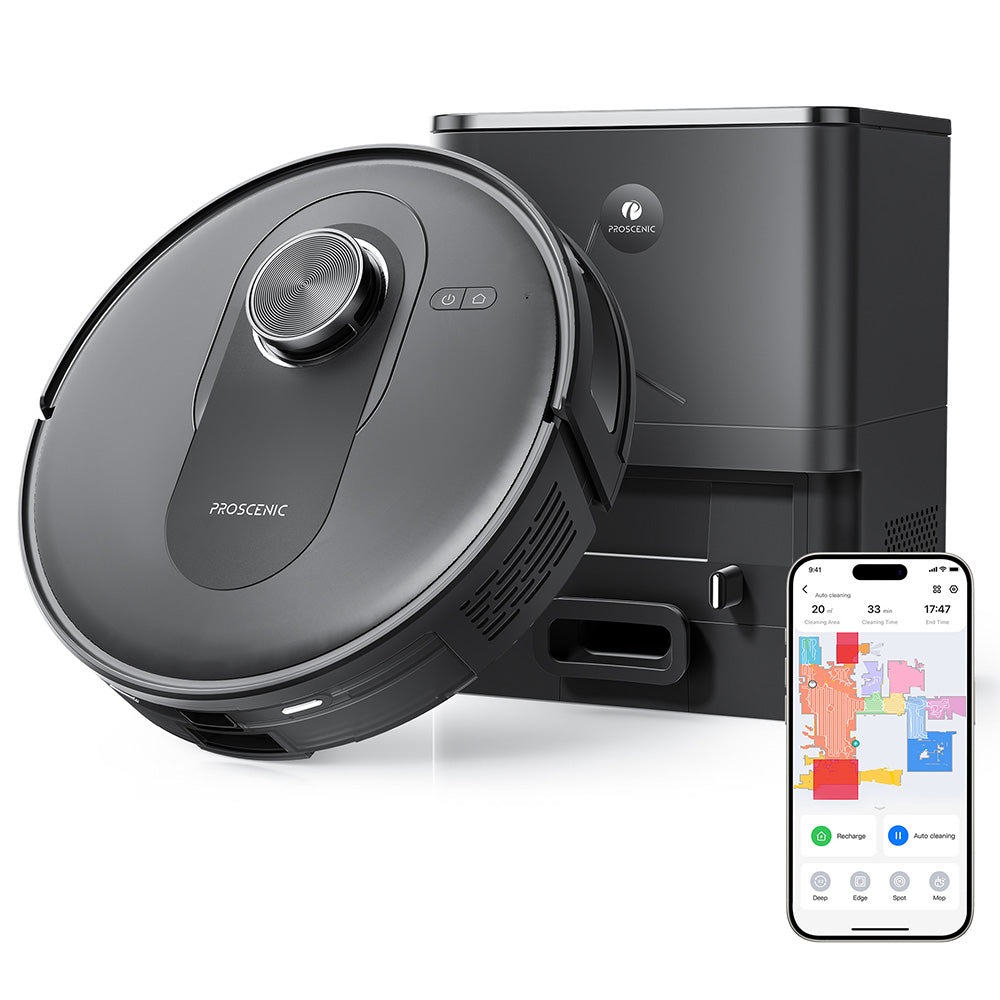 Proscenic Q8 Max Robot Vacuum and Mop Combo with Self-emptying Station, Max 4200Pa Suction, 200min Runtime, 3 Cleaning Modes, Smart 360° LiDAR Navigation, APP Control, for Floor, Pet Hair, Carpet