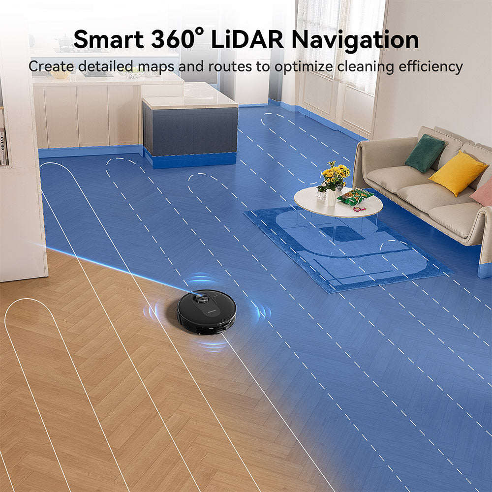 Proscenic Q8 Max Robot Vacuum and Mop Combo with Self-emptying Station, Max 4200Pa Suction, 200min Runtime, 3 Cleaning Modes, Smart 360° LiDAR Navigation, APP Control, for Floor, Pet Hair, Carpet
