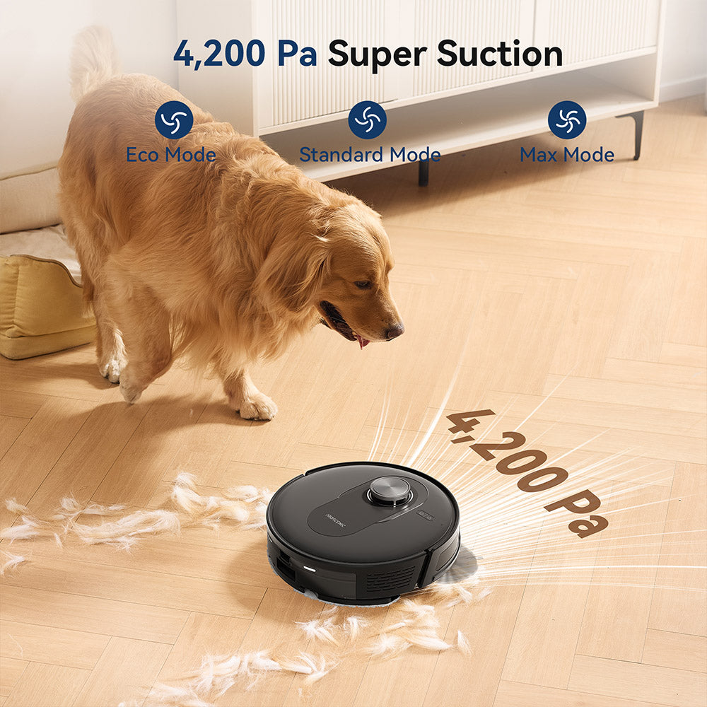 Proscenic Q8 Max Robot Vacuum and Mop Combo with Self-emptying Station, Max 4200Pa Suction, 200min Runtime, 3 Cleaning Modes, Smart 360° LiDAR Navigation, APP Control, for Floor, Pet Hair, Carpet