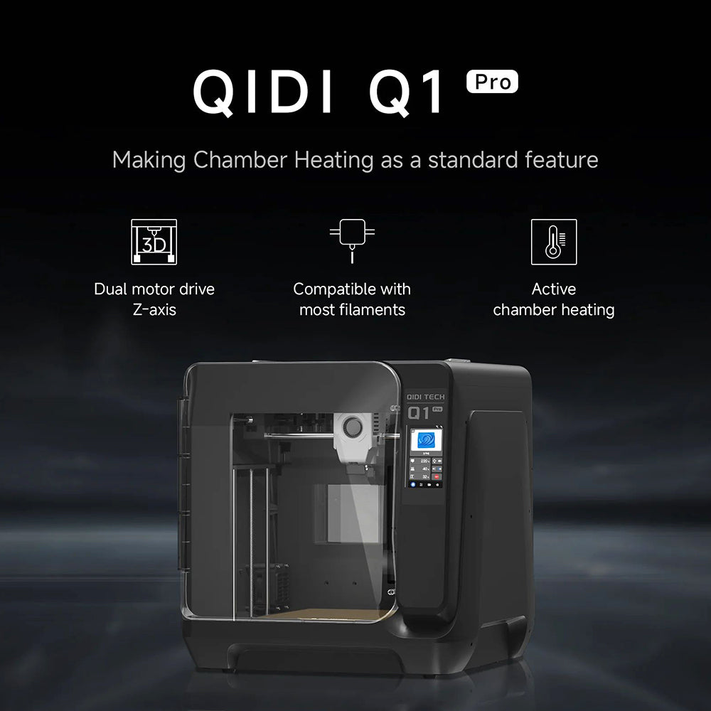QIDI TECH Q1 Pro 3D Printer, 600mm/s Max, 60°C Heated Chamber, 350°C High-Temp Printing, Tri-metal Hot-end, Auto Leveling, Filament Detection, 245*245*240mm