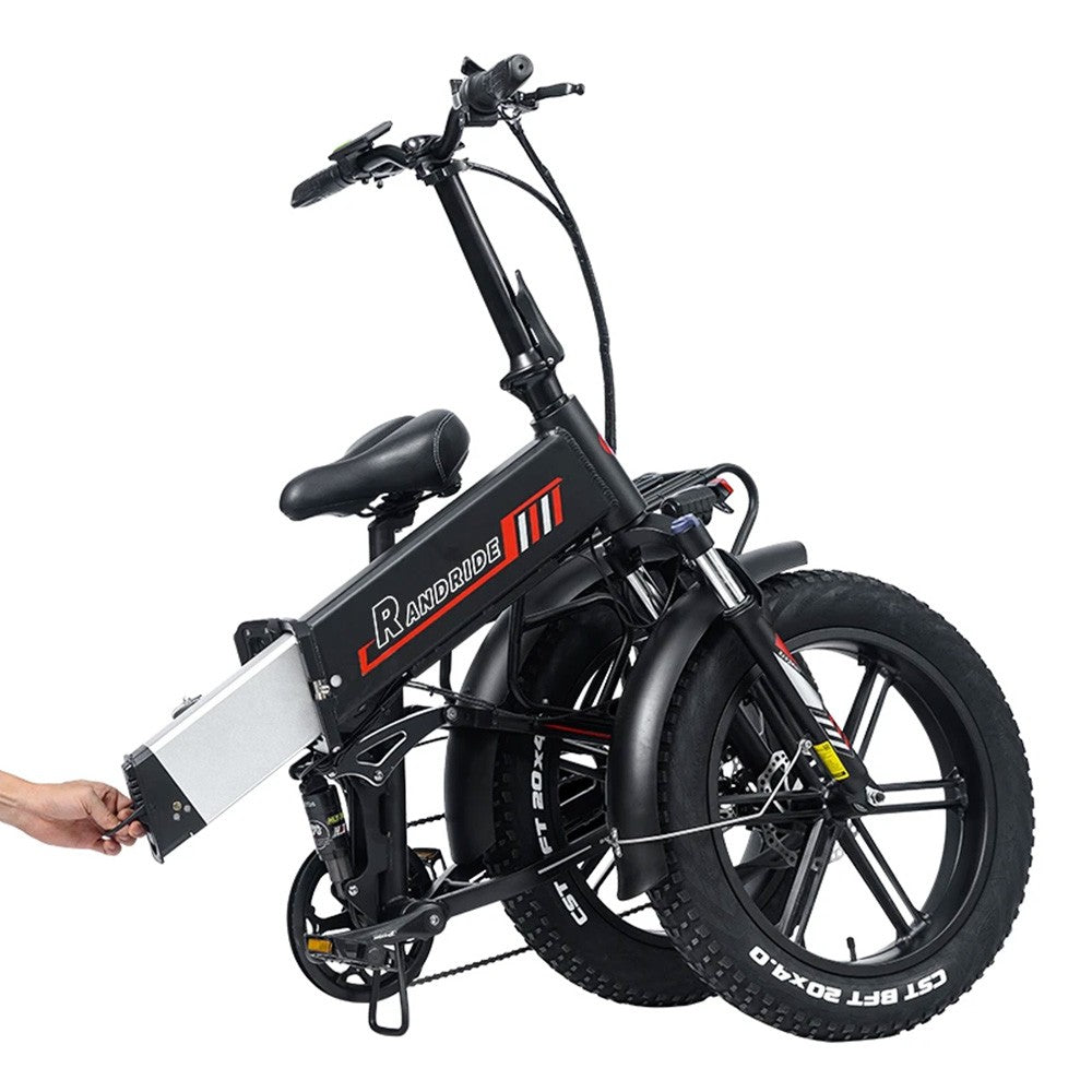 RANDRIDE YX20M Electric Bike 1000W Motor 45km/h Max Speed 48V 17Ah Battery 80-90km Max Range 20*4.0'' One-Wheel Fat Tires 150kg Load Shimano 7-Speed Gear Alloy Wheels