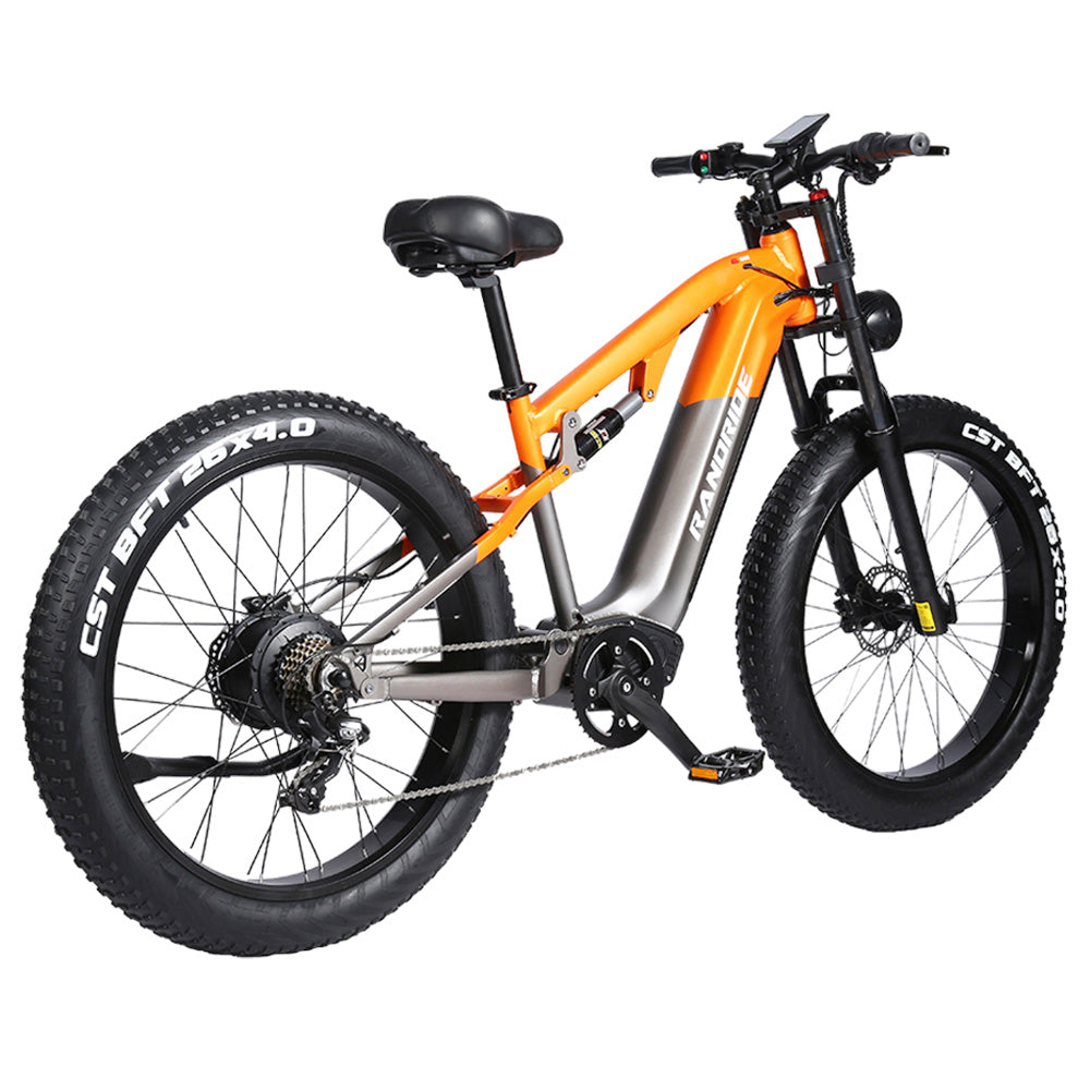 RANDRIDE YX80 Electric Bike, 1500W Brushless Motor, 48V 20Ah Battery, 26x4.0'' CST Fat Tire, 50km/h Max Speed, 124km Max Range, Rear Shock Absorber, Shimano Hydraulic Brakes, Shimano 7 Speed, LCD Display