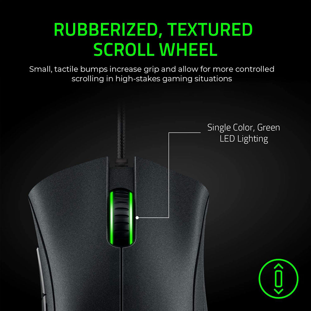 Razer DeathAdder Essential Gaming Mouse, 6400 DPI Optical Sensor, 5 Programmable Buttons, Mechanical Switches, Rubber Side Grips - Black