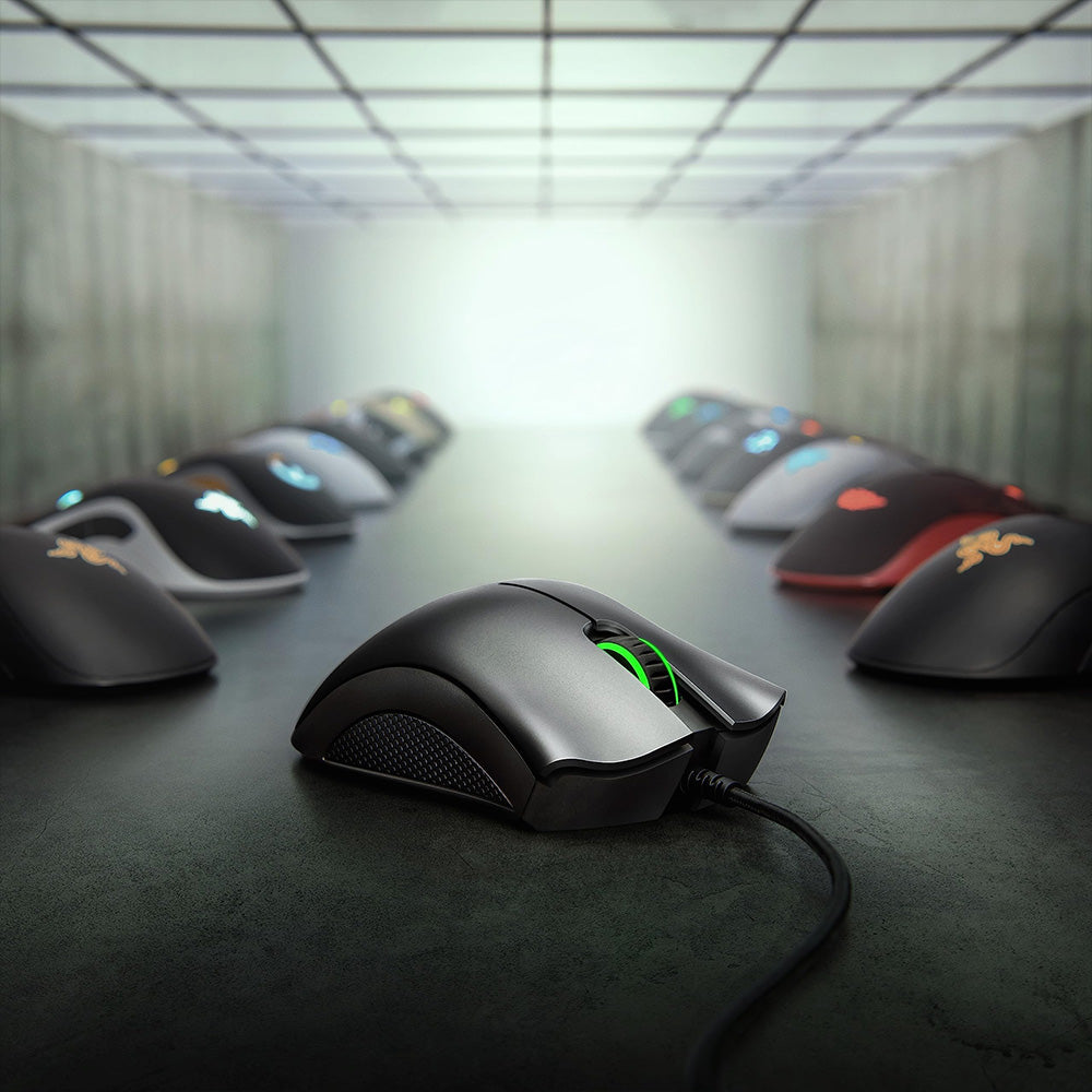 Razer DeathAdder Essential Gaming Mouse, 6400 DPI Optical Sensor, 5 Programmable Buttons, Mechanical Switches, Rubber Side Grips - Black