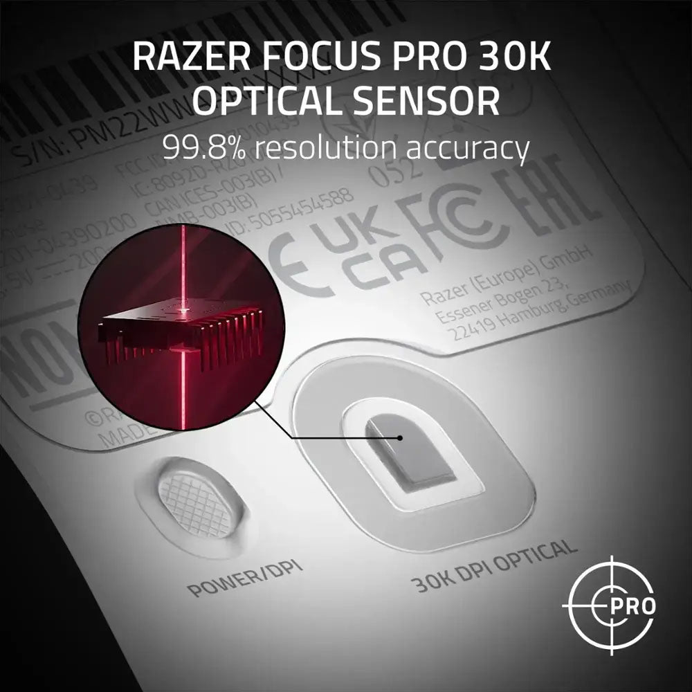 Razer Viper V2 Pro Wireless Gaming Mouse, 58g Ultra Lightweight, 30K DPI Optical Sensor, 90 Hours Battery Life - White