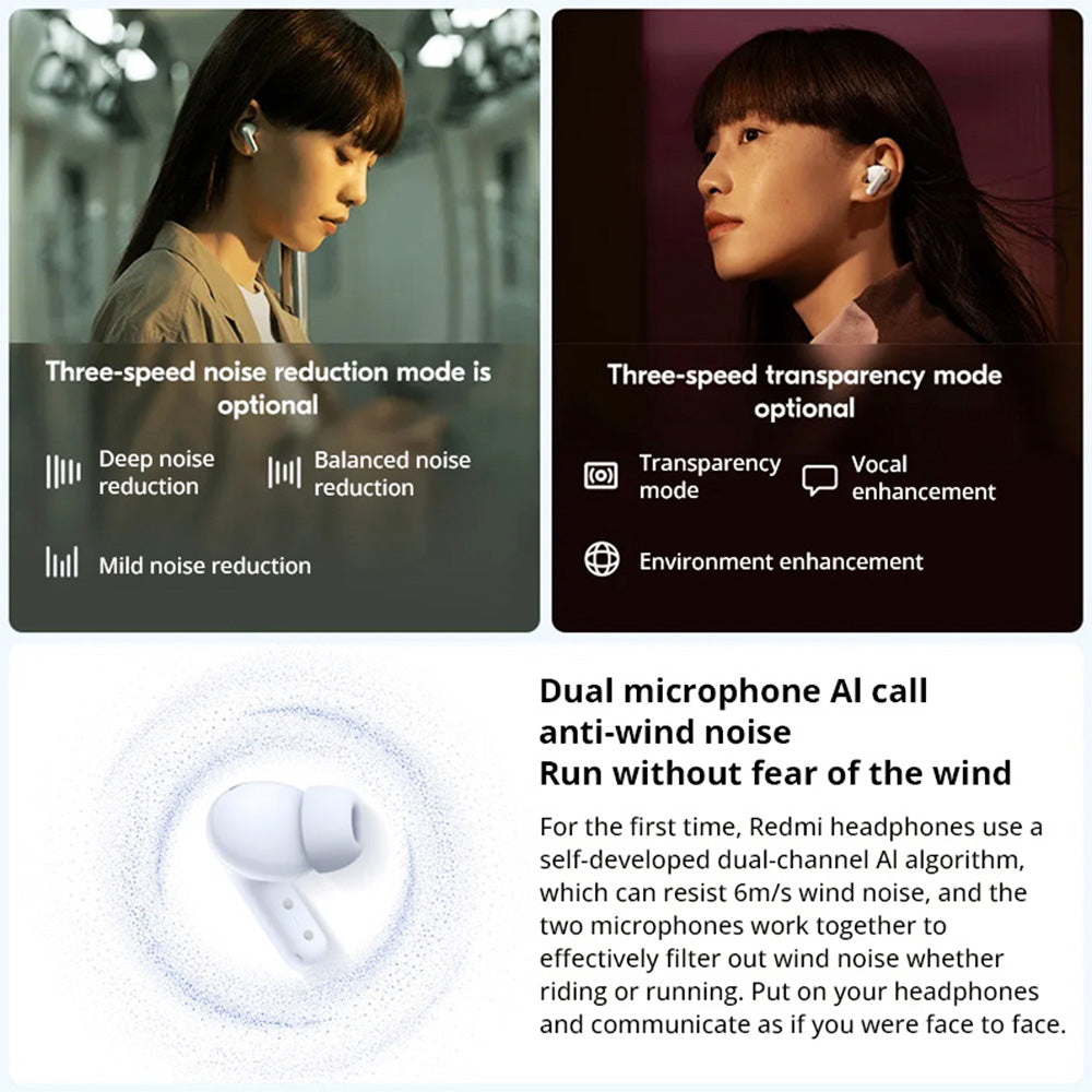 Redmi Buds 5 TWS Earbuds, 46dB ANC 4 EQ Sound Bluetooth 5.3 Chinese Version - White