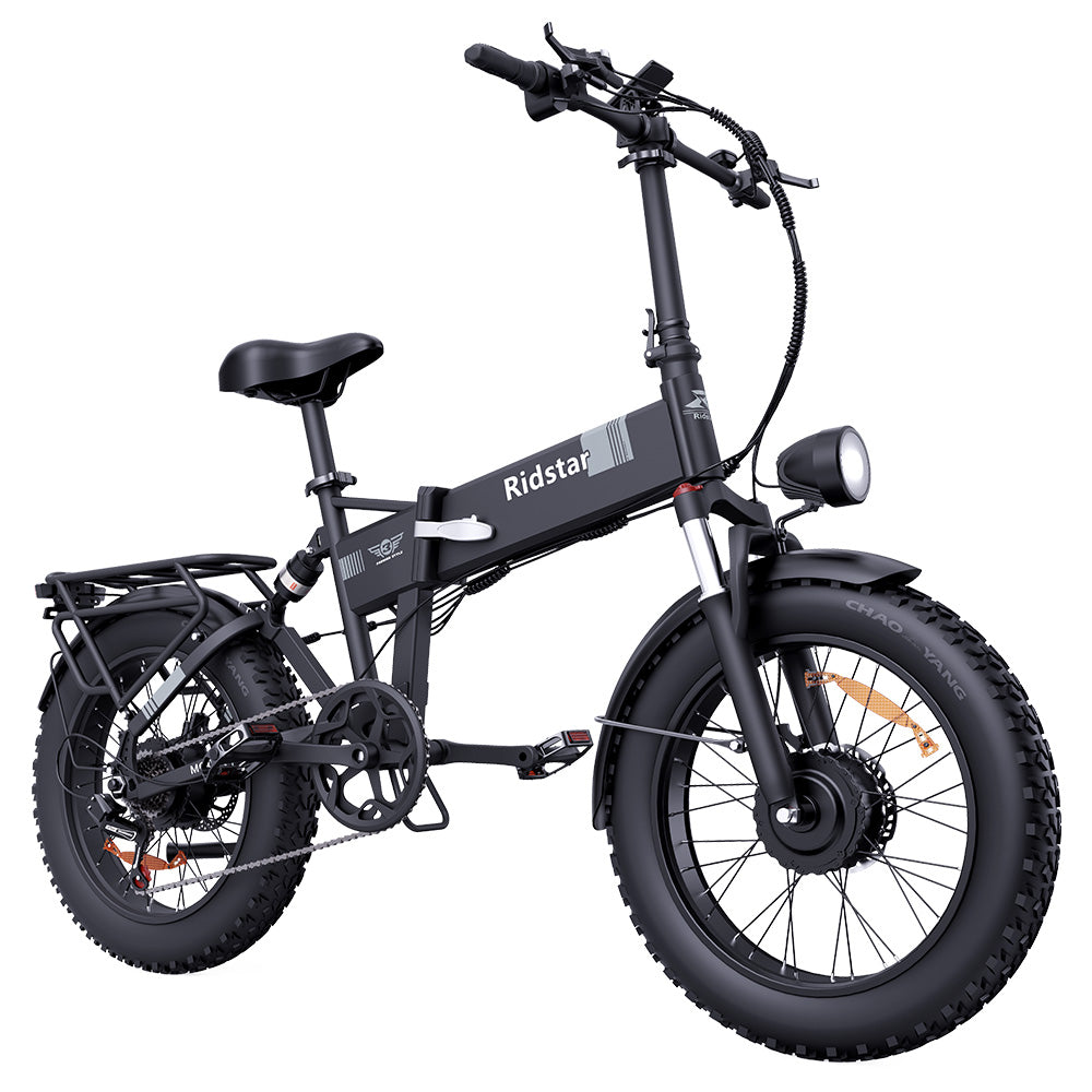 Ridstar H20 Pro Electric Bike, 1000W*2 Motor, 48V 23AH Battery, 20*4 Inch Fat Tires, 49km/h Max Speed, 112km Range, Hydraulic Disc Brake, Front and Rear Shock Absorber, Shimano 7-speed