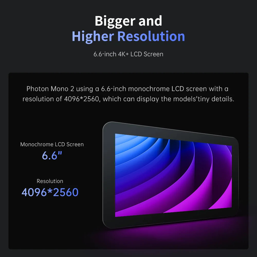 ANYCUBIC Photon Mono 2 LCD UV živicová 3D tlačiareň Vysokorýchlostná 3D tlač 6,6" 4K+ čiernobiela obrazovka 165*143*89mm Veľkosť tlače
