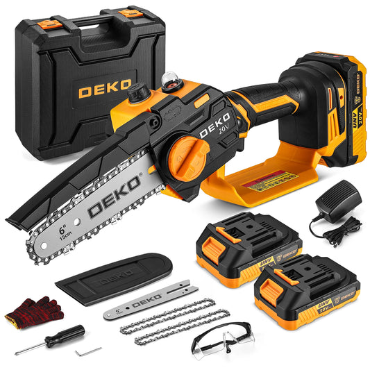 DEKO 550w mini reťazová píla akumulátorový olejový stroj 6-palcový ručný prenosný akumulátorový azáhradné náradie na rezanie dreva/stromov