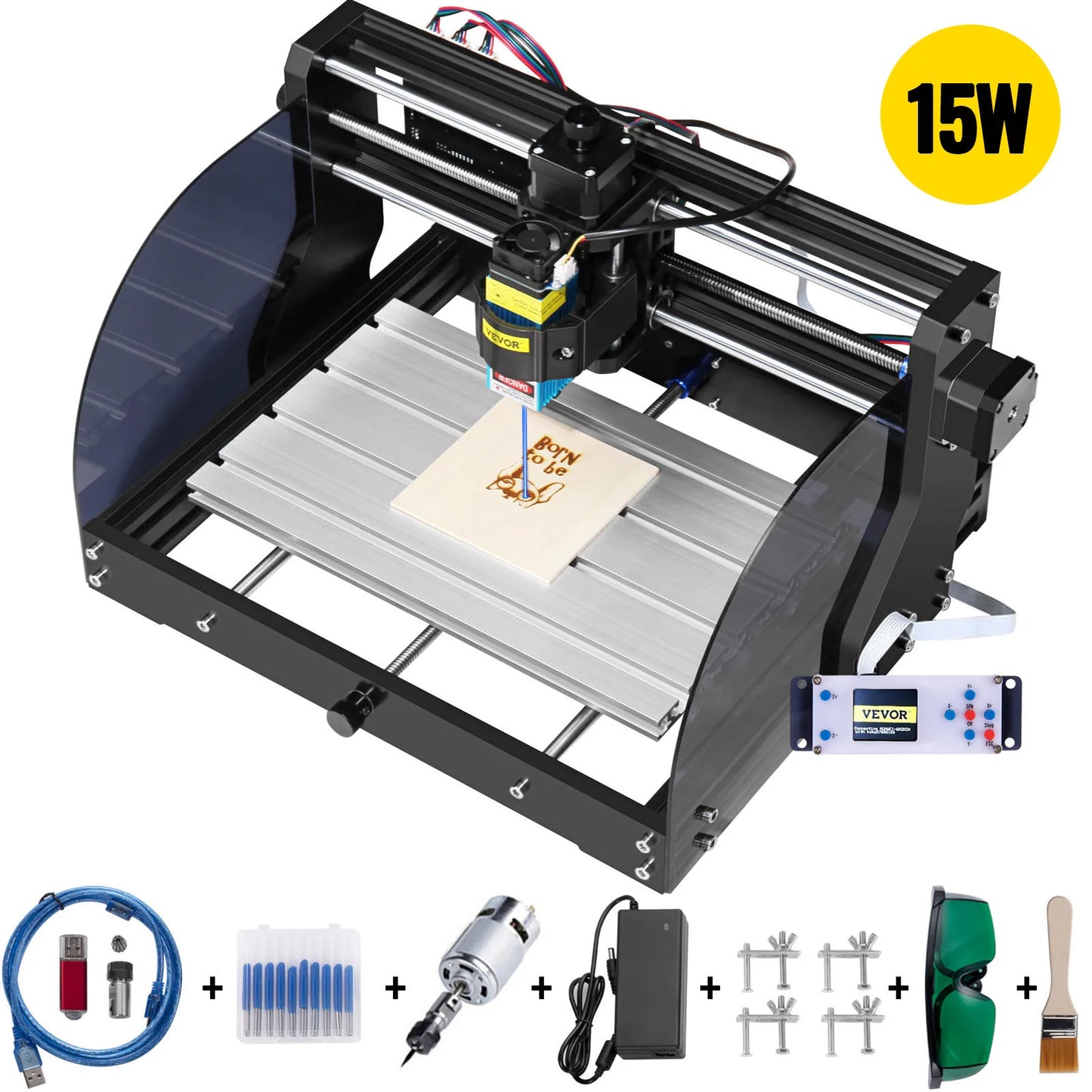 VEVOR CNC 3018 PRO Router Gravírovač s laserovým modulom, 3-osový gravírovací stroj GRBL Drevo Frézka Drevená frézka pre DIY drevoobrábanie