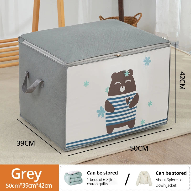 1ks veľkokapacitný organizér na úložné tašky na oblečenie so zosilnenou rukoväťou na prikrývky Posteľná bielizeň skladateľná s úložným vreckom na zips