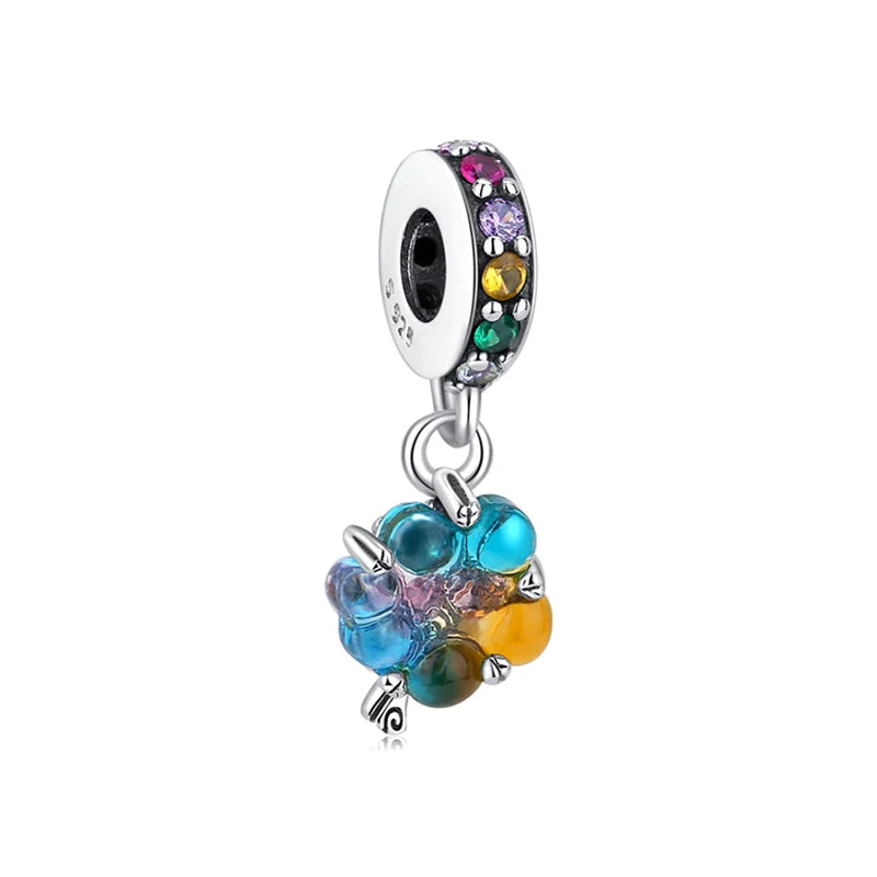 Originálne 925 Sterling Silver Charms Love Heart Korytnačka Murano Glass Prívesok Korálky Fit Pan náramok Náhrdelník Šperky pre ženy
