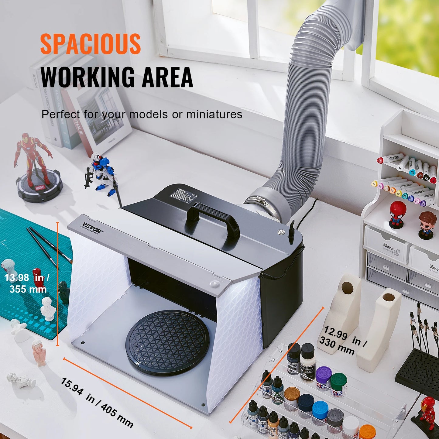 VEVOR Airbrush striekacia kabína Prenosná súprava striekacej kabíny Hobby Airbrush so 4 LED svetelnými výkonnými duálnymi výfukovými ventilátormi