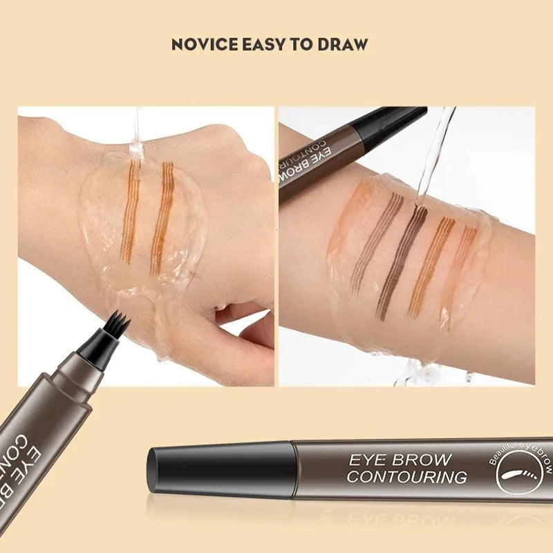 4-bodová ceruzka na obočie Vodotesné tekuté pero na obočie na vylepšenie obočia Prírodný make-up Dlhotrvajúci mejkap Módna ceruzka na obočie