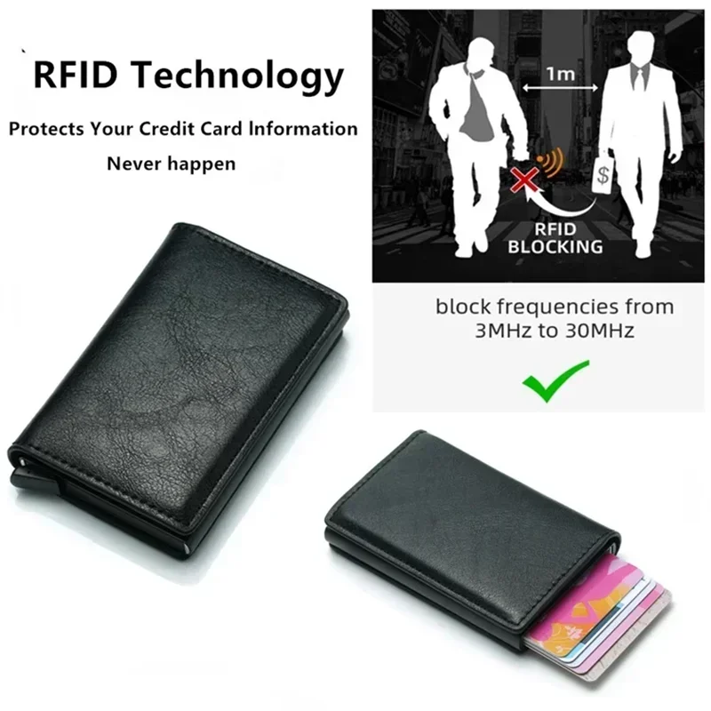Hliníková peňaženka RFID pre mužov Peňaženka Peňaženka z uhlíkových vlákien Men Business Tenká tenká inteligentná peňaženka Držiak kreditnej karty Puzdro na poznámky